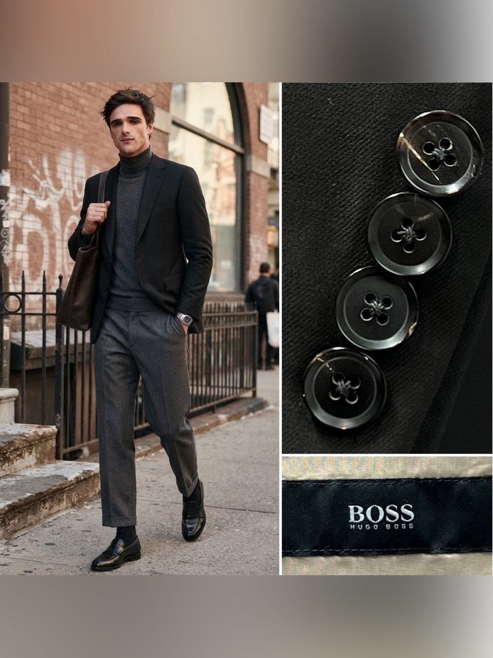 HUGO BOSS Men's 44R Dark Brown Wool Pasolini/Movie Blazer Jacket